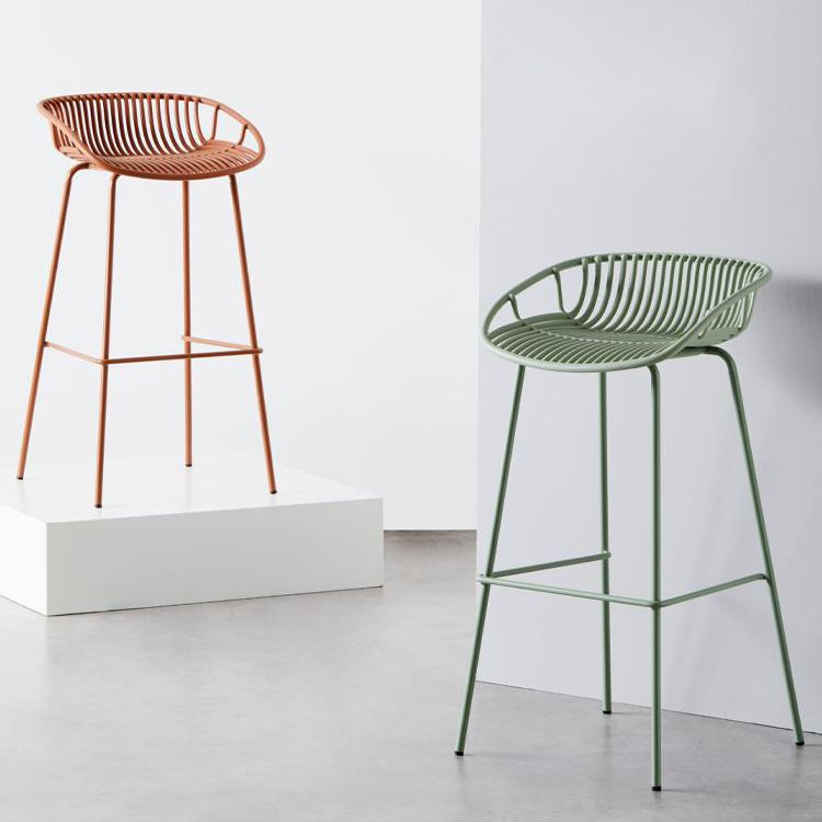 Industrial Metal Stool Metal Low Back Counter Stool in Matte Finish for Kitchen