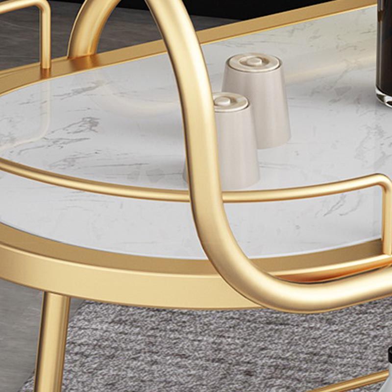 32.28"H Modern Rolling Prep Table Oval Metal Prep Table for Home Use