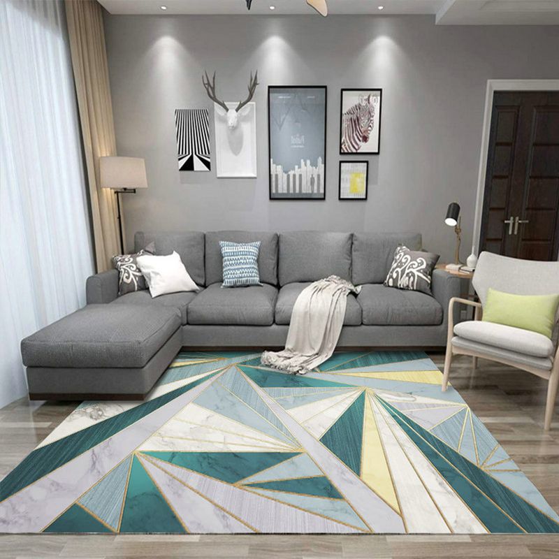 Colorful Triangle Print Rug Multicolor Modern Style Rug Synthetics Washable Stain Resistant Anti-Slip Rug for Home