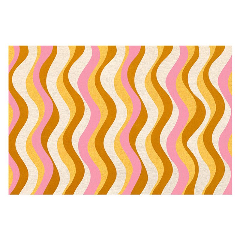 Artistic Color Stripe Print Rug Polyester Indoor Rug Non-slip Carpet for Living Room and Bedroom