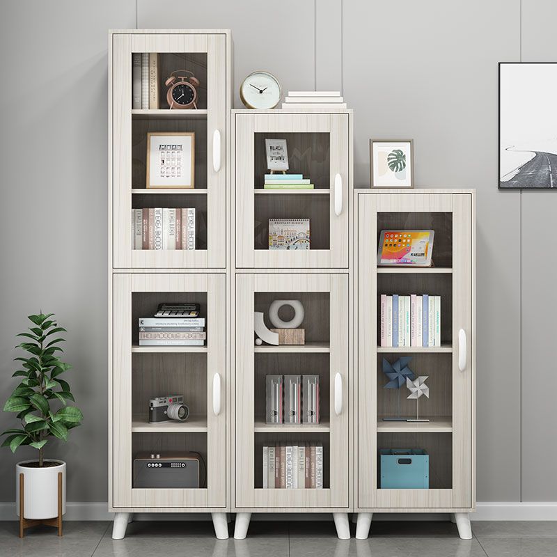 Engineered Wood Standard Bookshelf Modern White Bookcase with Shelves