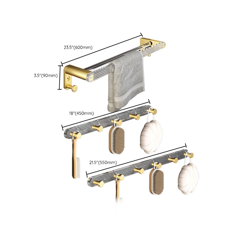 6 Piece Bathroom Accessory Set in Gold Metal Bath Hardware Set