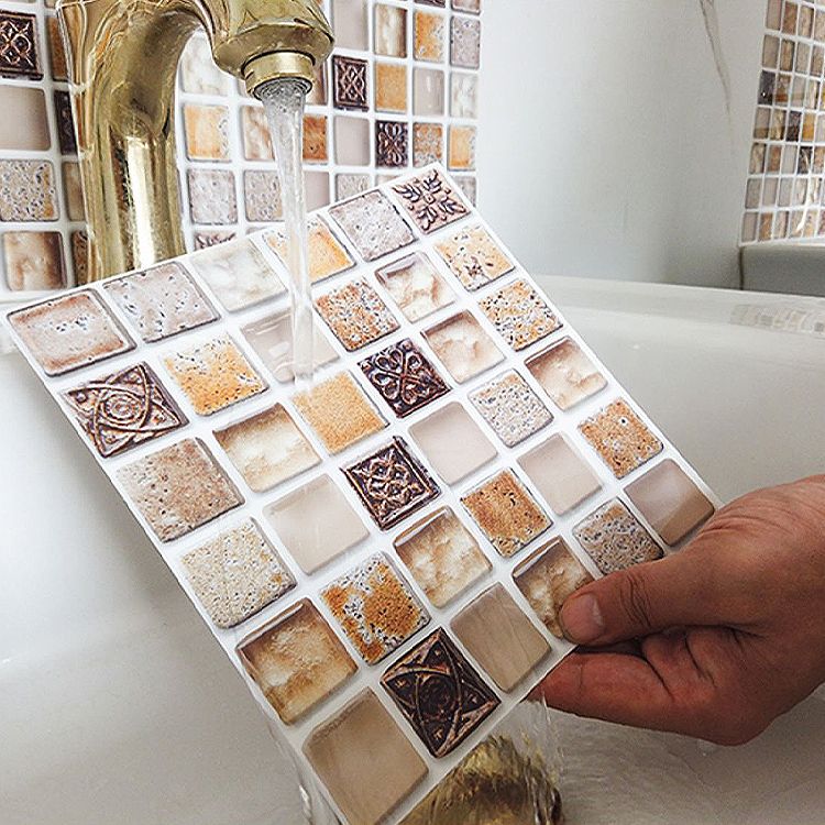 Plastic Peel & Stick Mosaic Tile Mosaic Tile Wallpaper with Square Shape