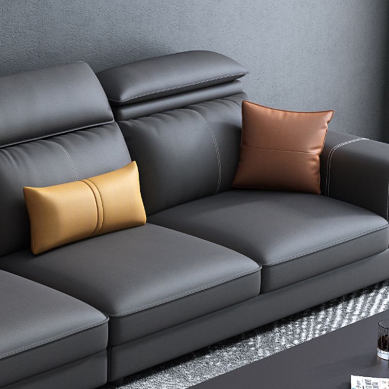 L-Shape Faux Leather Square Arm High Back Sectional with Stain-Resistant