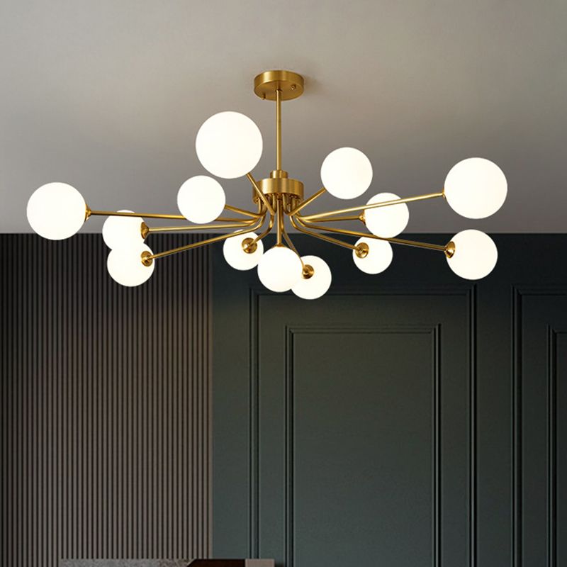 Balloon Ball Chandelier Lighting Ultra-Contemporary Milk Glass Hanging Ceiling Lights for Living Room