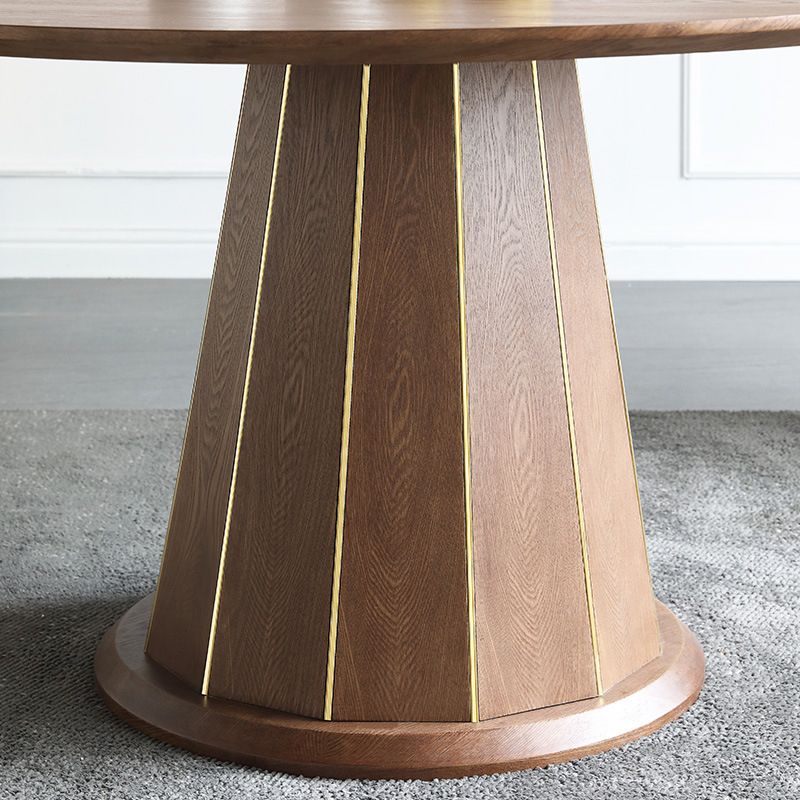 Contemporary Ash Wood Table for Restaurant Dining Table with Pedestal Base