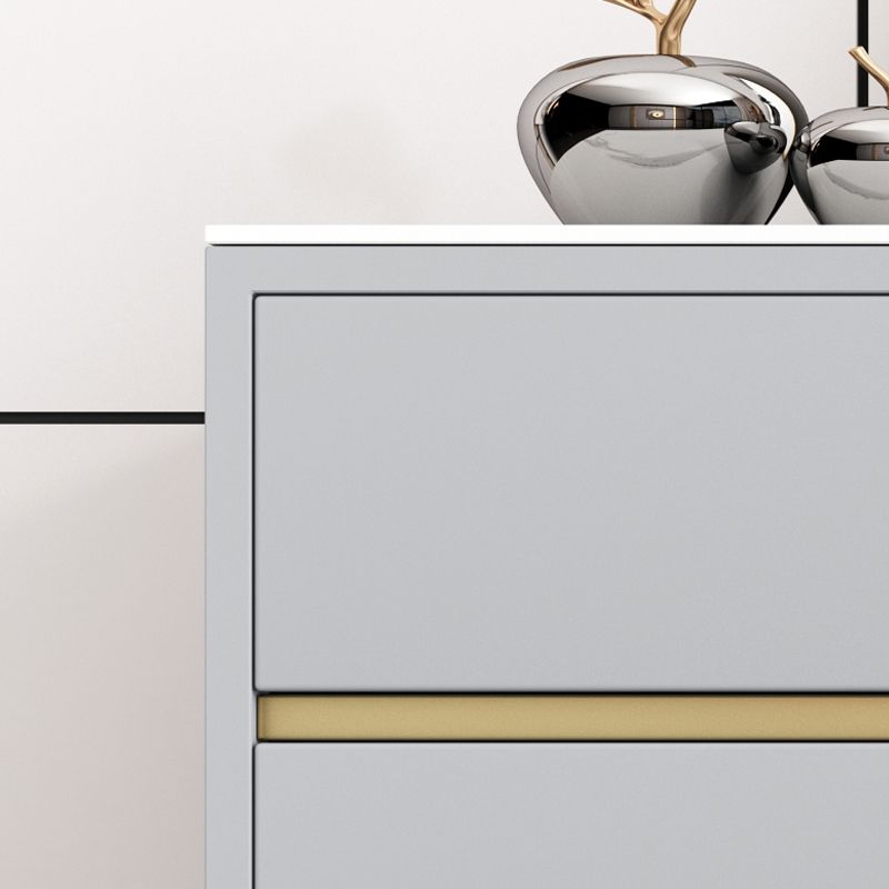 Glam Stone Storage Chest Bedroom Horizontal Chest with Drawers