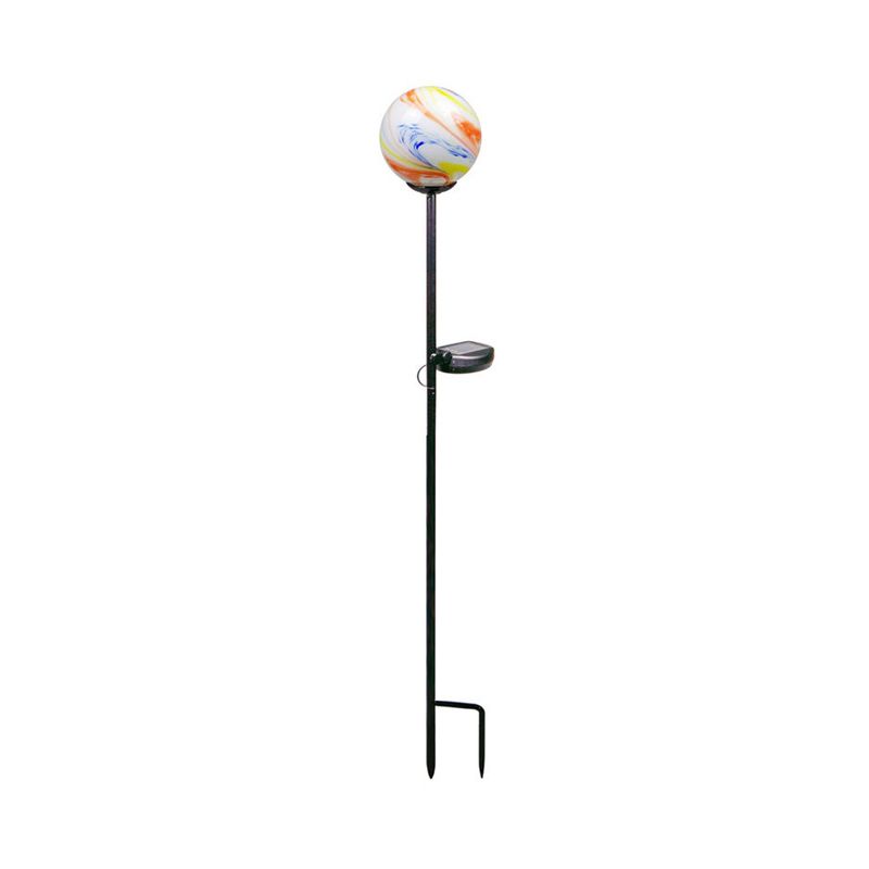 Modern Flamingo/Globe Solar Ground Light White and Orange/Pink Hand Blown Glass Patio LED Stake Lighting