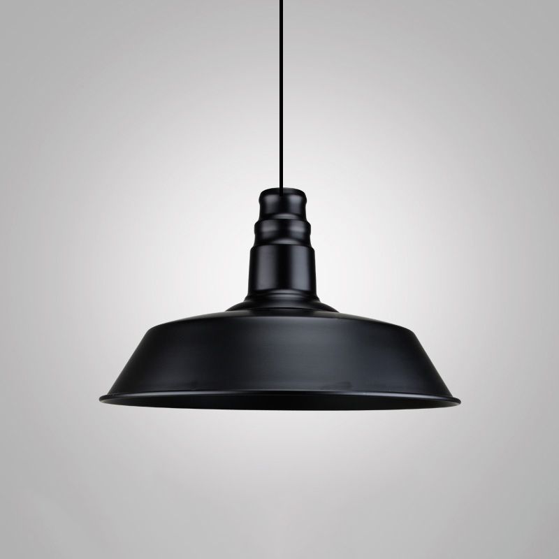 Metal Black Finish Drop Pendant Geometric Shade Single-Bulb Industrial Hanging Light