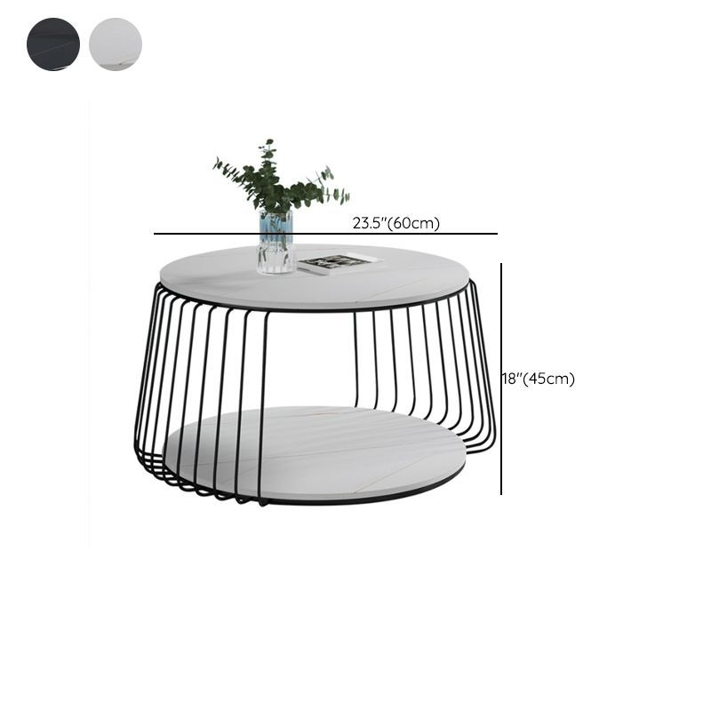 Glam Slate Geometric Coffee Table 17.7" H 1 Single Cocktail Table with Storage