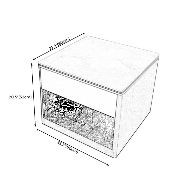 Stone Block 1-Drawer Shelf Included Side Table with Wood Accents - 20.47" H