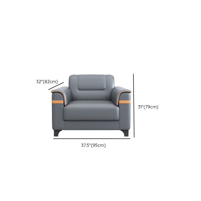 32" Wide Contemporary Sofa Leather Gray Seating for Living Room