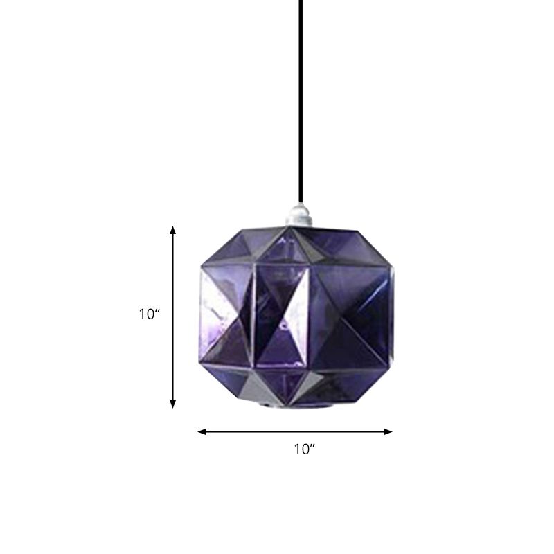 Diamond Anhänger Beleuchtung postmodernes Glas 1 Hellblau/Gold/Bernsteinhänge Deckenleuchte