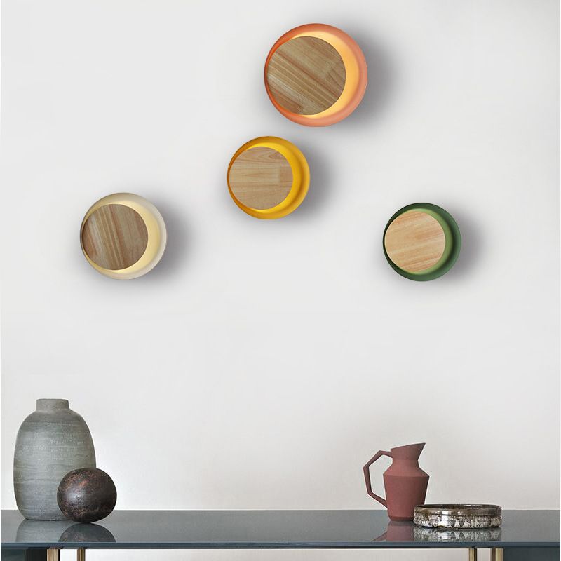 Éclairage d'applications à disque rond en bois de style minimaliste moderne 1 appliques lumineuses