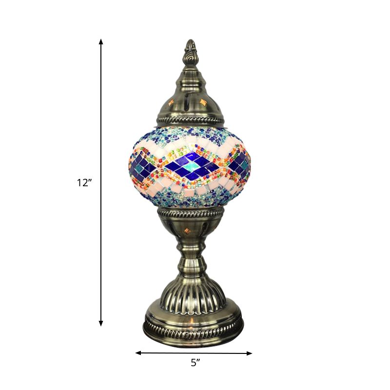 Kugelförmige Tischlampe Traditionelle blau/grün/fluoreszierende gelbe Glas 1 Glühbirnen Wohnzimmer -Aufgabenbeleuchtung
