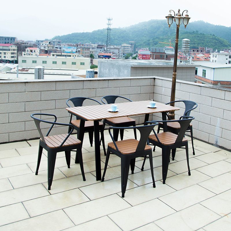 Modern Round Dining Set 1/2/5/7 Pieces Reclaimed Wood Dining Table Set for Outdoor