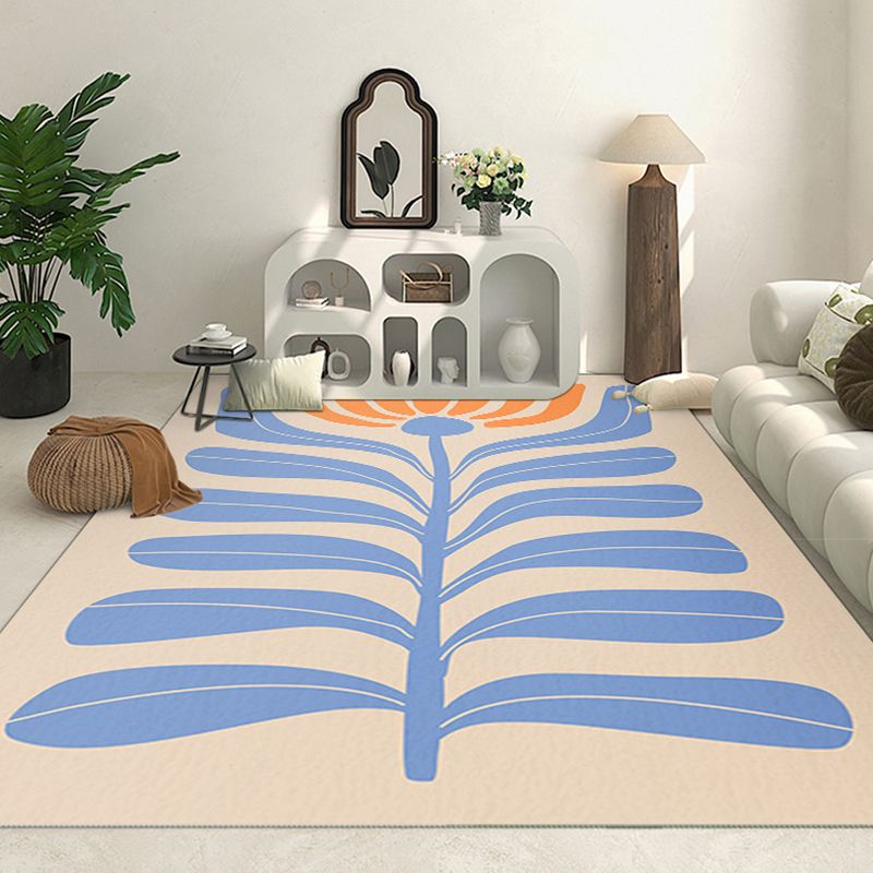 Nordic Plants Carpet Polyester Green Carpet Washable Carpet for Home Decor