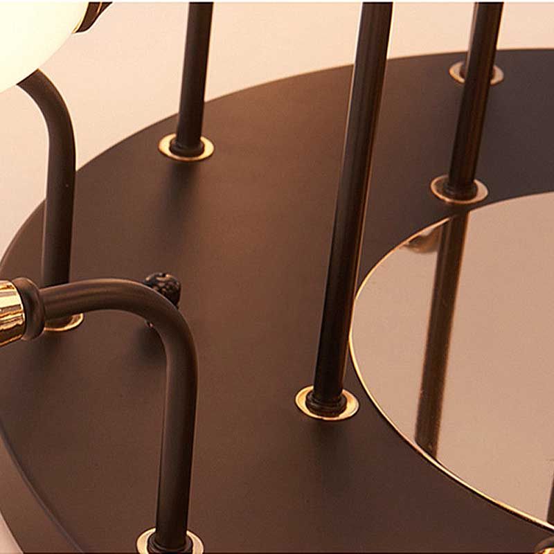 6/10/13 Lights Corridor Semi Flush Chandelier Milk White Glass Shaded Sphere Ceiling Mounted Light in Black