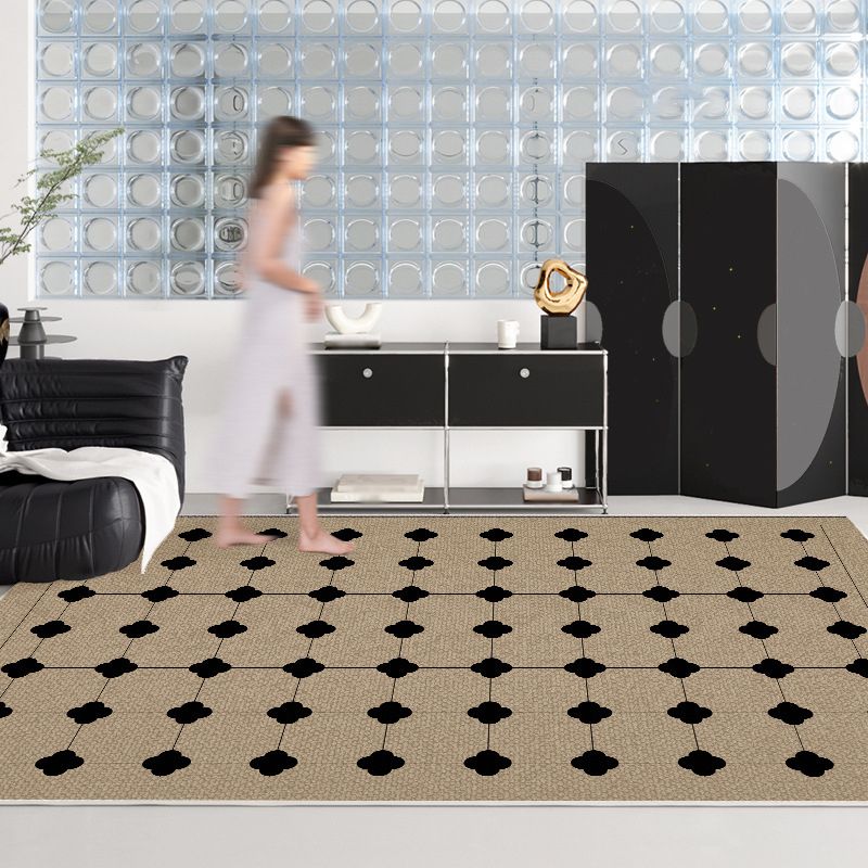 Gray Modern Carpet Polyester Check Pattern Carpet Stain Resistant Carpet for Living Room