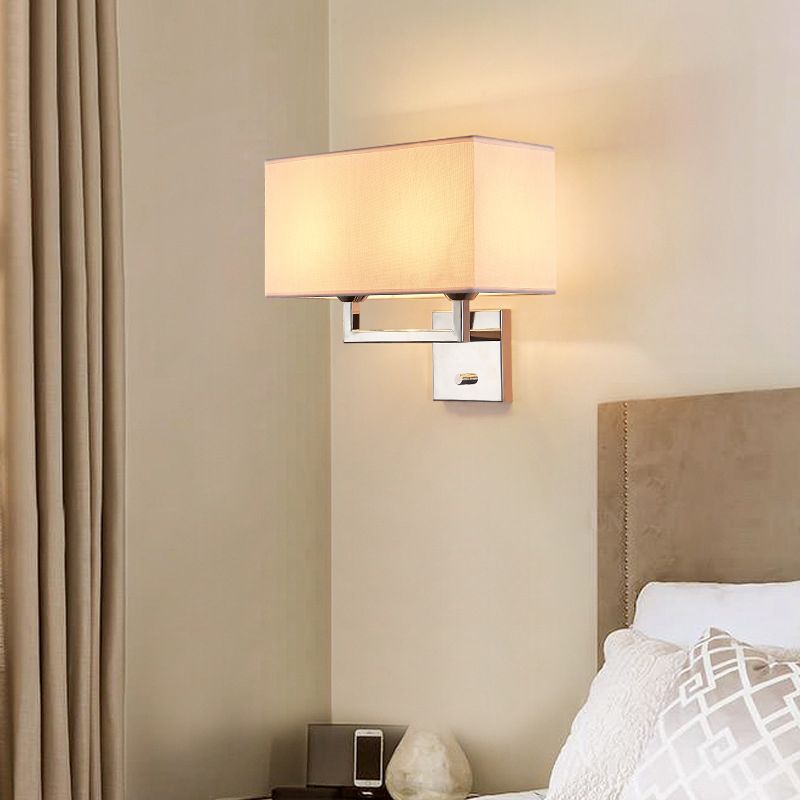 Modernism Sliver Metal Wall Light Fabric Shaded Lighting for Room