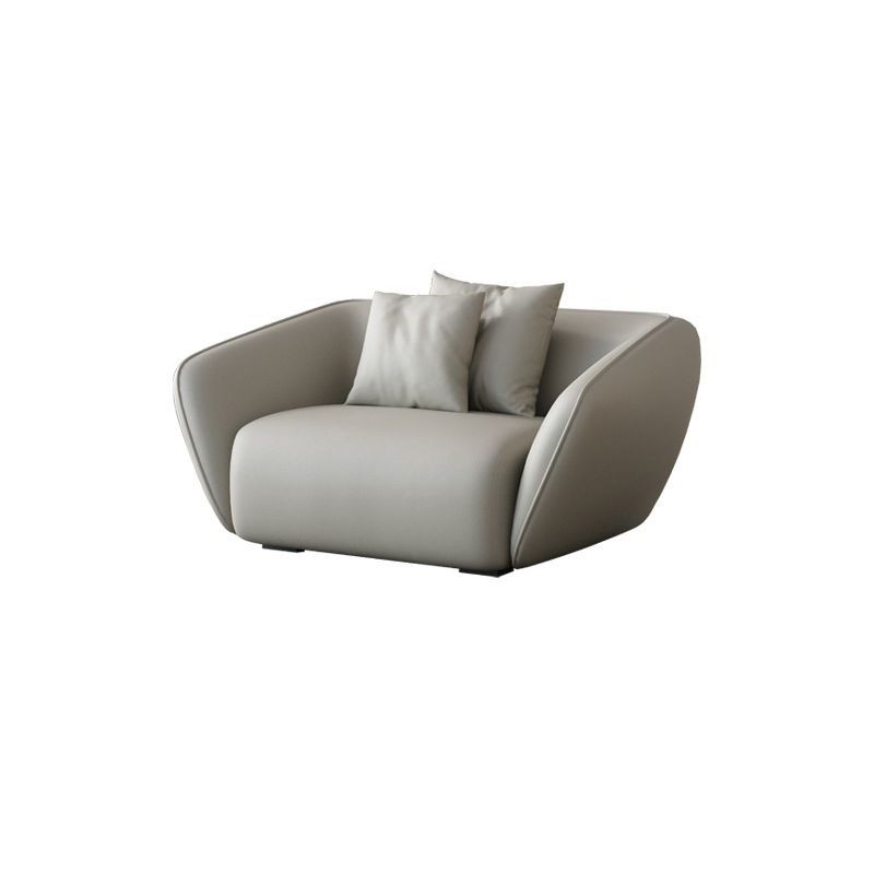 Genuine Leather Sloped Arm Sofa Contemporary Standard Sofa with Pillows