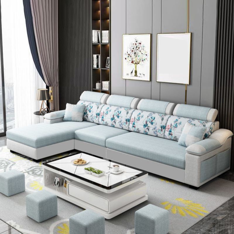 Modern Linen Sectional Sofa Pillow Top Arm Sectional for Living Room