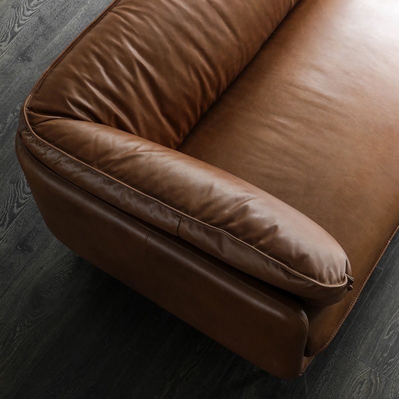 Faux Leather Sofa 31.49" High Tuxedo Arm Sofa with Loose Back