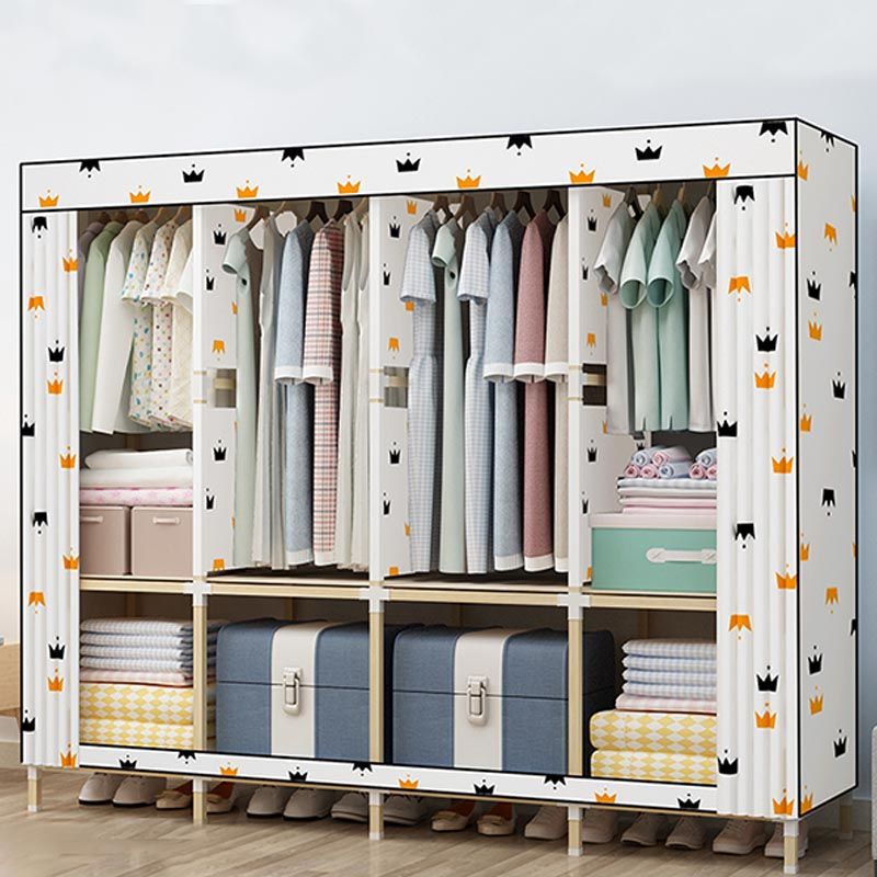 Contemporary Style Wardrobe Solid Wood Wardrobe Closet with Garment Rod