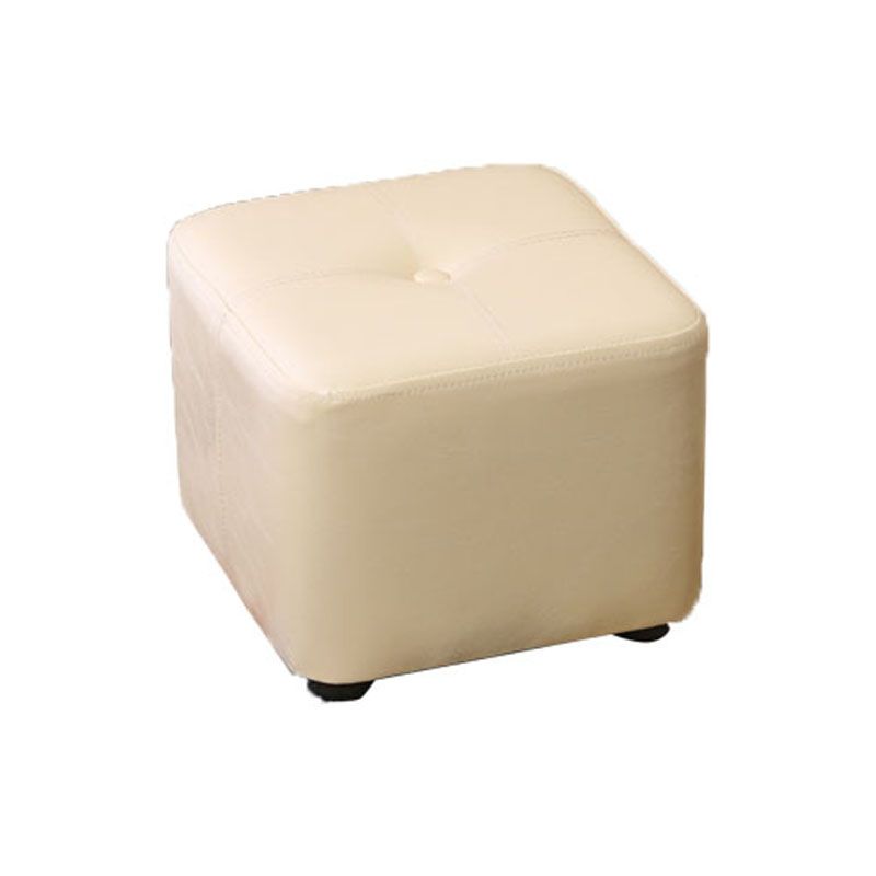 Contemporary Rectangle Shape Ottoman Faux Leather Standard with Tufted