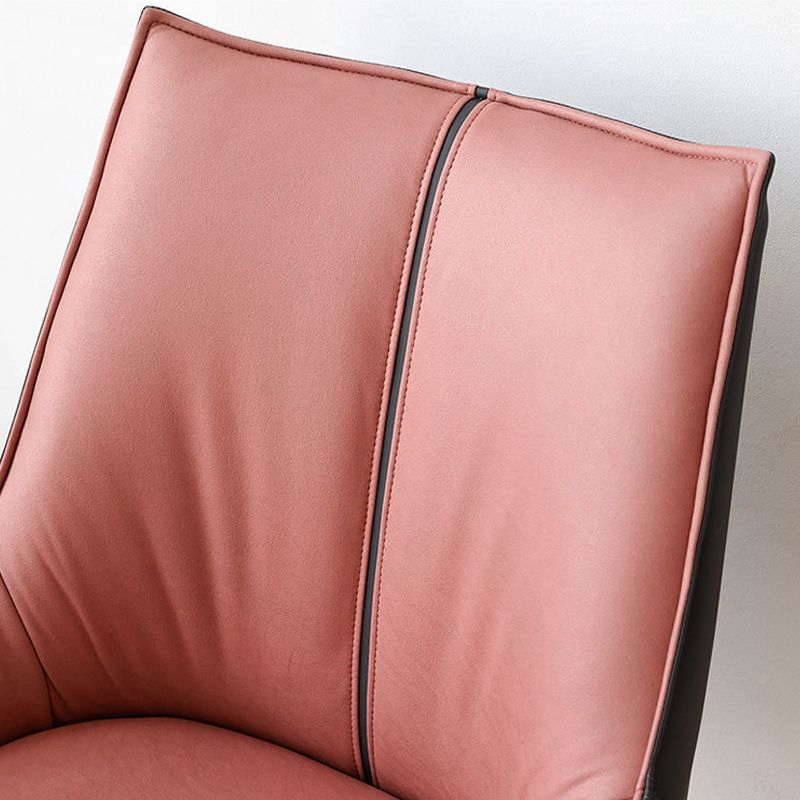 Contemporary Faux Leather Dining Chairs Arm Side Chairs with Metal Legs for Kitchen