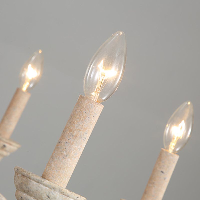 6-Lights American Vintage Candlestick Chandelier with Older Rust Gooseneck Arm 28.5" Wide Rustic Style Hanging Light for Dining Room