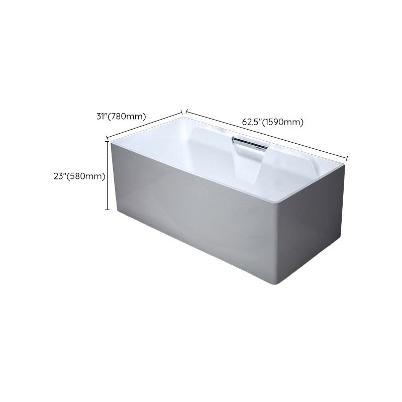 Modern Rectangular Bath Tub Bathroom Soaking with Center Drain Tub