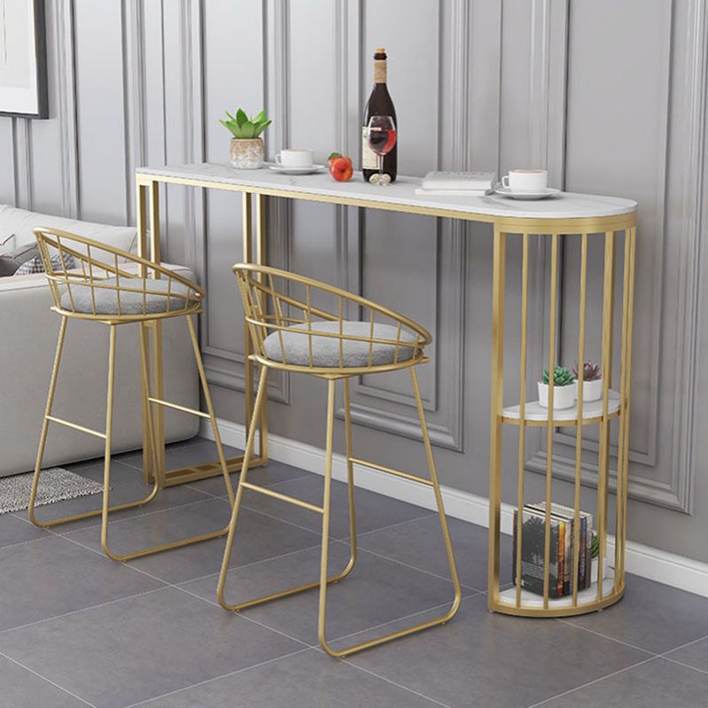 Nordic Glam Style Bar Table 42-inch Height Metal Base Bistro Table for Dining Room