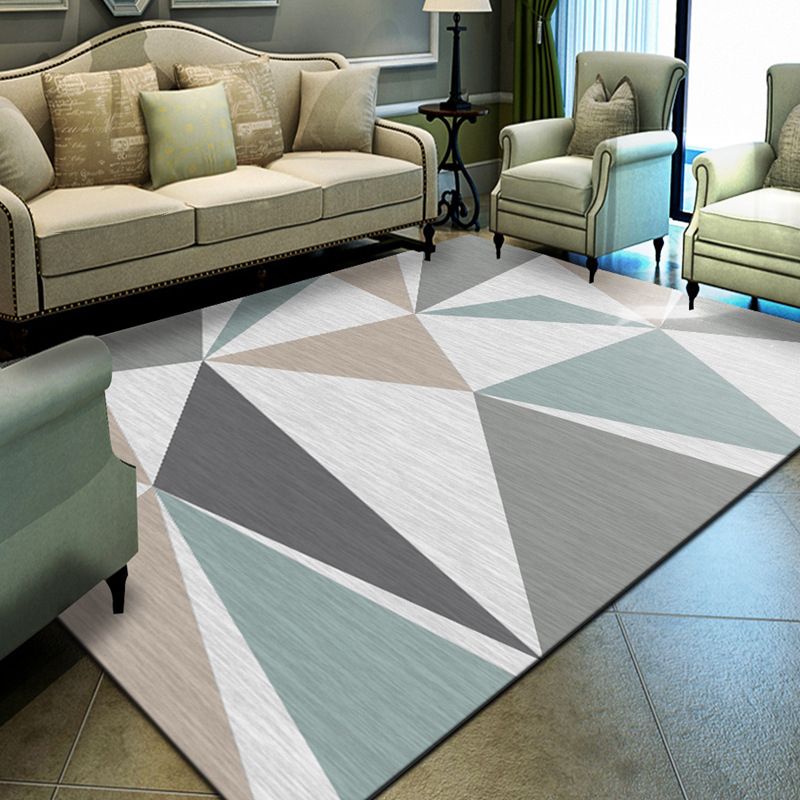 Unique Geometrical Print Rug Multi Color Modern Carpet Synthetics Stain Resistant Washable Non-Slip Backing Rug for Home