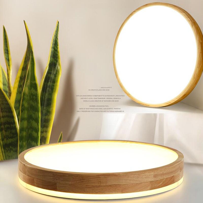 Lámpara de techo minimalista de madera con montaje empotrado LED para sala de estar