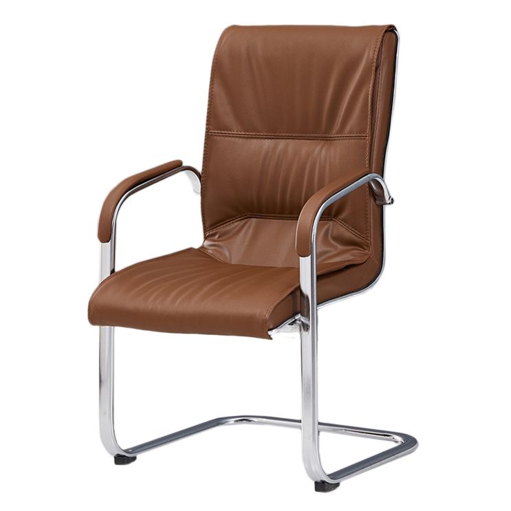 Chrome Metal Base Contemporary Style Task Chair Leather Office Chair