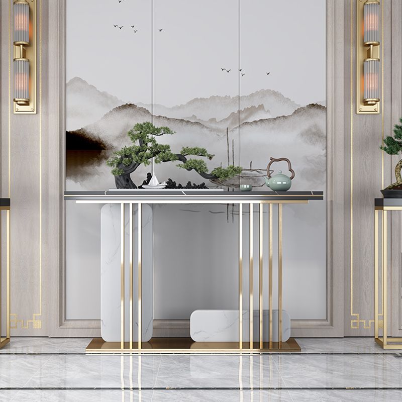 Glam Marble Rectangle Console Table 1-shelf 31.5" Tall Accent Table