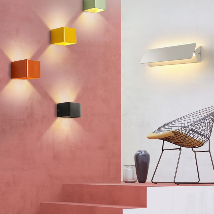 Moderner minimalistischer Stil quadratischer Wandleuchter Aluminium 1 leichte Leuchten für Wohnzimmer