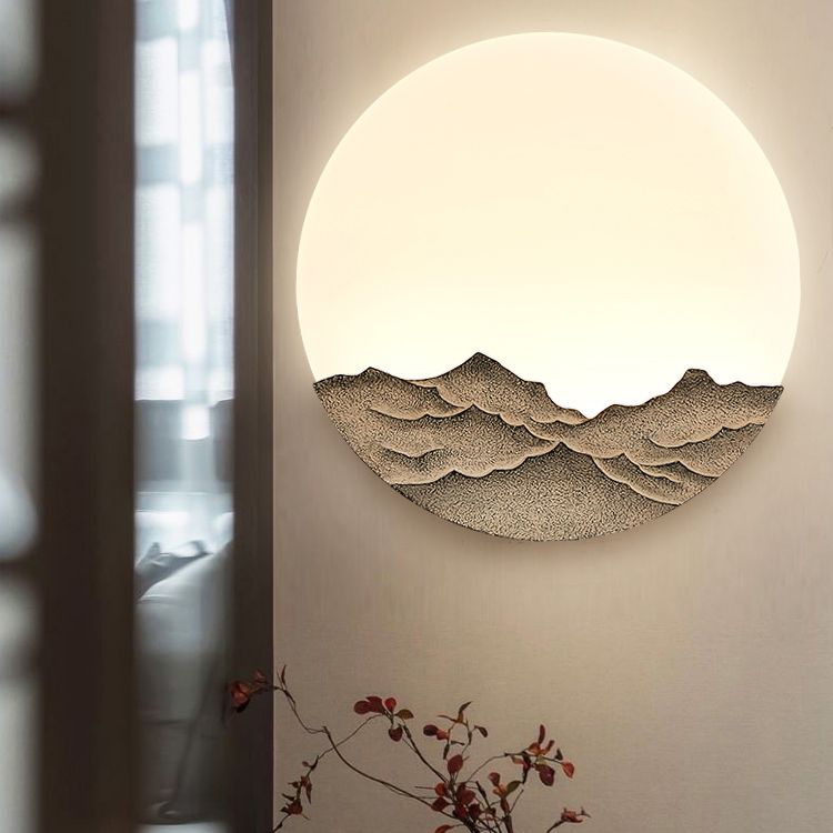 Circle Modern Wall Light Acrylic Grey 1-Light Wall Mount Light for Bedroom