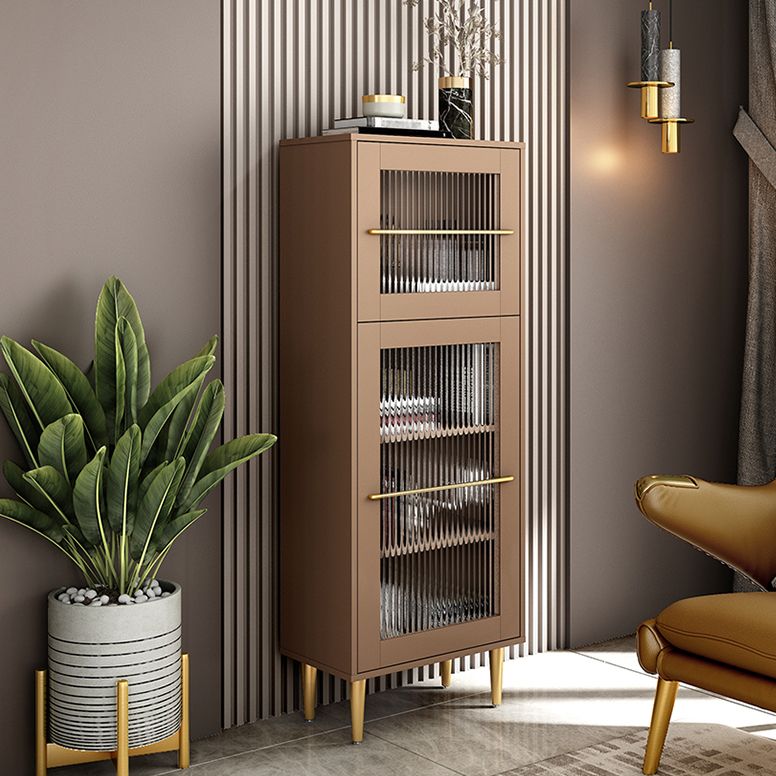 Glam Glass Doors Buffet Stand 53"H MDF Adjustable Shelving 2-Cabinet Living Room Buffet