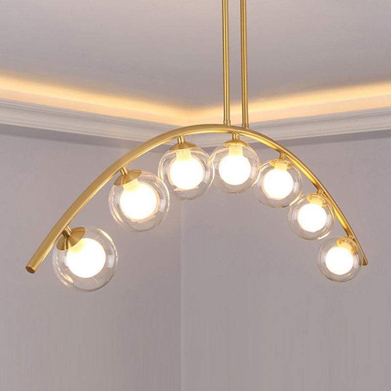 Modern Style Global Shape Island Lights Glass 3/7/9 Lights Pendant Light in Gold
