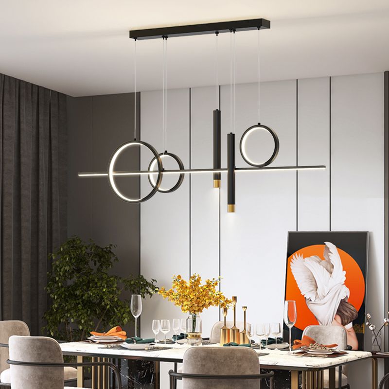 Aluminium Rectangular LED Island Pendant Light in Modern Creative Style Acrylic Ceiling Fixture for Dining Room