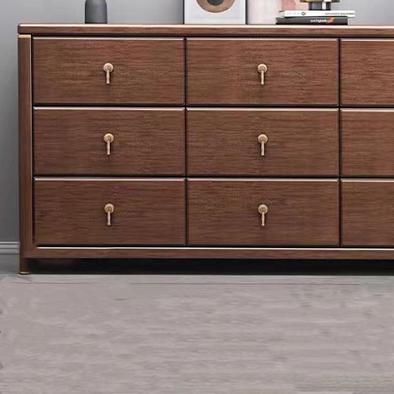 Mid Century Modern Chest Wood Rectangular Chest in Walnut Finish