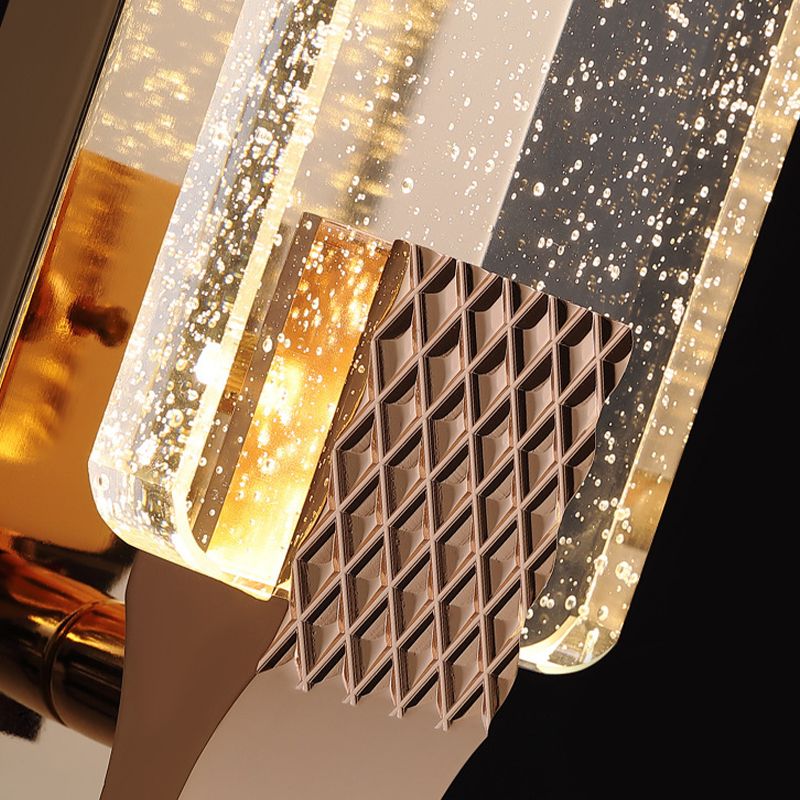LED Crystal Wall Mount Lighting in Gold & Clear Modern Wall Sconce