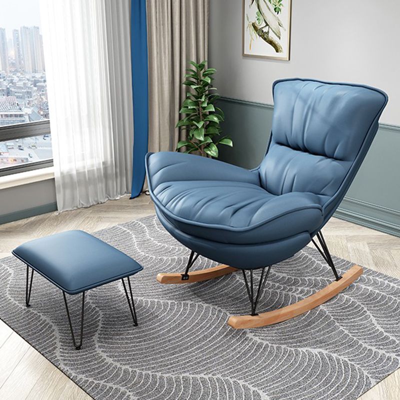 Contemporary Rocking Chair Fabric Upholstered Tufted Solid Color Indoor Rocking Chair