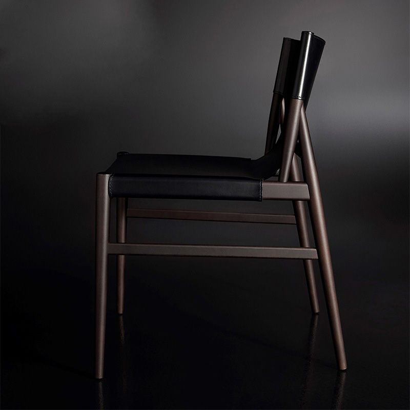 Ash Solid Wood Side Chair Contemporary Leather Armless Dining Chair