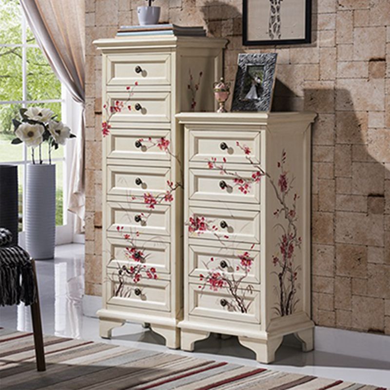 Traditional Vertical Bedroom Chest Solid Pine Storage Chest with Drawers