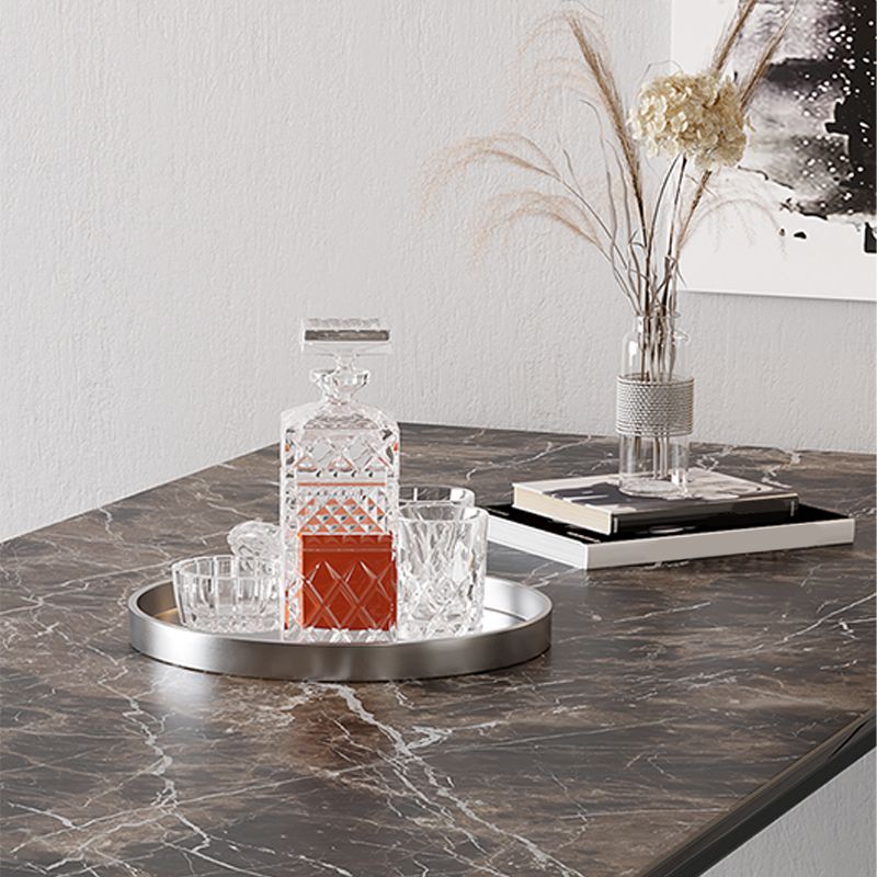 Industrial Sintered Stone Top Table Rectangular Table with Metal Base