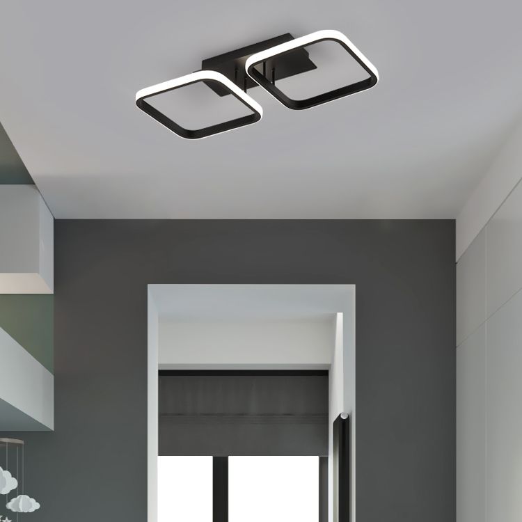 Illuminazione a soffitto quadrata nera Lampada da soffitto a semi-incasso in metallo nordico a LED