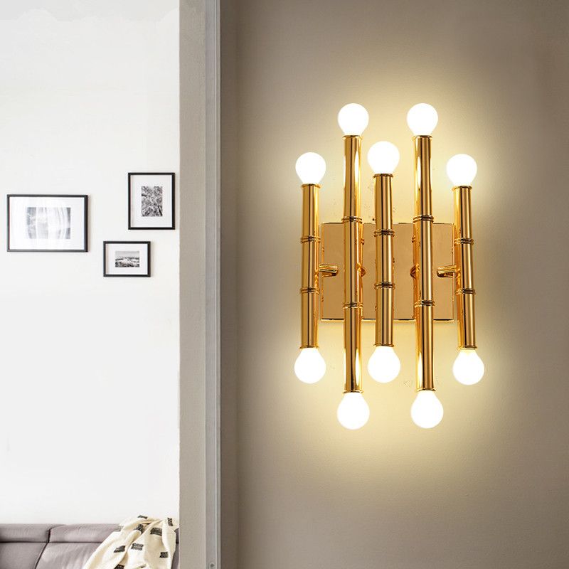 Tubi in metallo sconce modernismo stile 10 luci lucida lampada montata in oro/argento per il corridoio